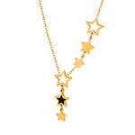 Trendy Ladies Star Pendant Necklace | Titanium Stainless Steel Gold-Plated, Black Acrylic