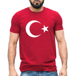 TÜRKiYE Flag Short Sleeve Casual T-Shirt in Red | Crescent-Star Design: EM2024 Streetwear