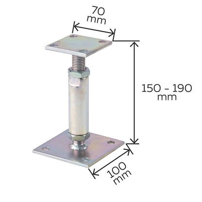 Alberts post support (212391) for screwing on: Height adjustable (150 - 190mm)