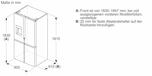 SIEMENS (KF96IAPEA) iQ500 NoFrost Smart French-Door Refrigerator: Ice and Water Dispenser, Anti-Fingerprint
