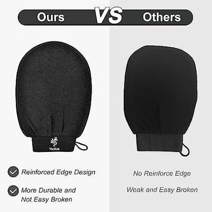 Yiclick Korean Exfoliating Bath Gloves for Women and Men (Black)