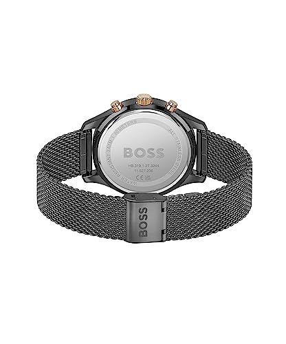 BOSS Chronograph quartz watch for men (1513811) with black stainless steel mesh link bracelet