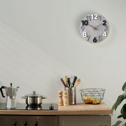 Stellarize Modern Wooden 3D Wall Clock (30cm) without ticking sounds for living room, kitchen, office