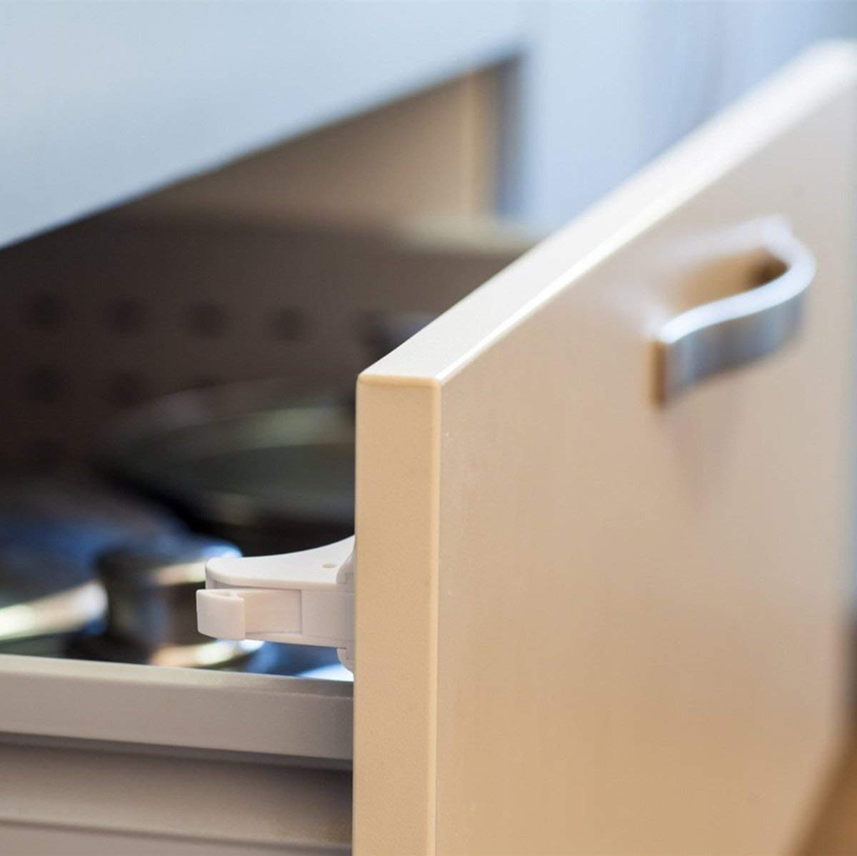 Dokon Baby Kindersicherung für Schrank und Schubladen, ohne Bohren und Schrauben (10 Schlösser + 2 Schlüssel)