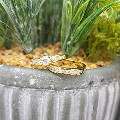 DazzlingRock Collection (K3259-14KY) ladies' ring: 14K yellow gold, round cut, IJ diamond