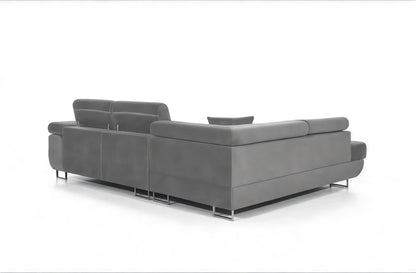 3-Sitzer L-Form Ecksofa mit Schlaffunktion 'PASTI' Eckcouch für Wohnzimmer (Hellgrau, Ottomane Links)