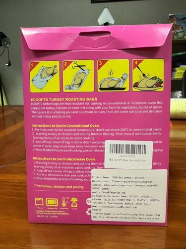 ECOOPTS Oven Roasting Bags for Turkey, Chicken, Meat, Vegetables (10x - 430x550mm)