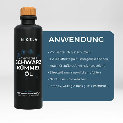 Nigela Organic Egyptian Black Seed Oil (200ml) with high thymoquinone content
