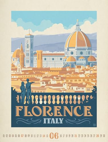 Travel Time Poster Calendar 2026 | High-quality vintage calendar in large portrait format (50x66cm)