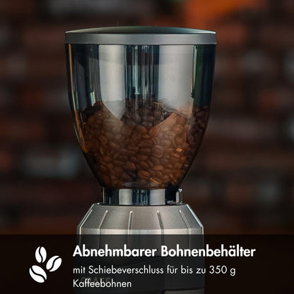 GRAEF (CM800) Elektrische Kaffeemühle '128W' mit Aluminiumgehäuse | 350g Bohnenbehälter