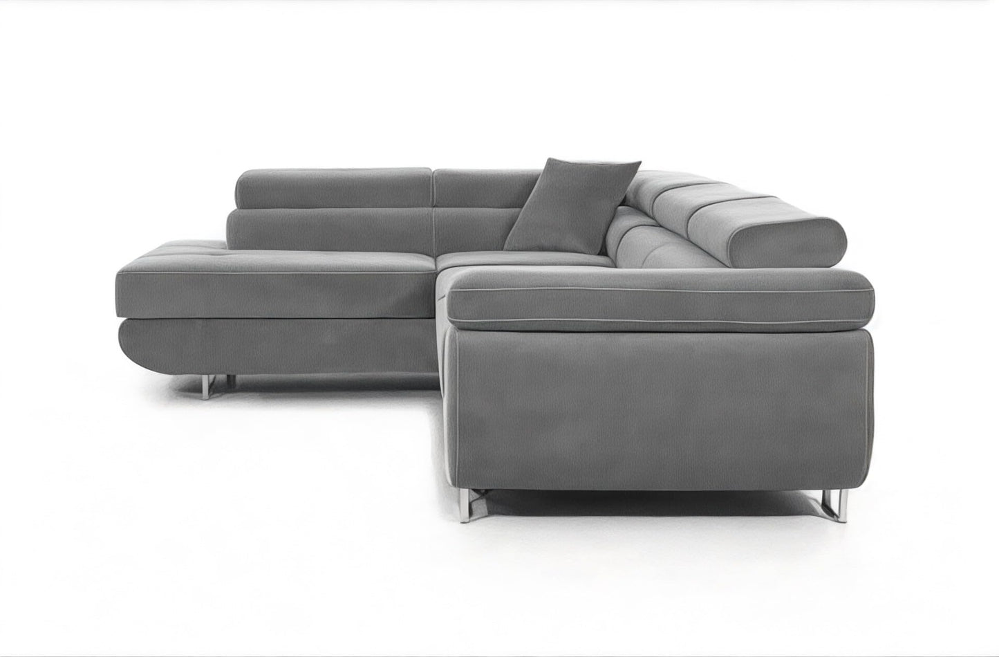 3-Sitzer L-Form Ecksofa mit Schlaffunktion 'PASTI' Eckcouch für Wohnzimmer (Hellgrau, Ottomane Links)