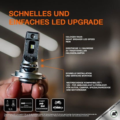 OSRAM Night Breaker (LED-Speed H7): Fern- und Abblendlicht mit Straßenzulassung, 6000K