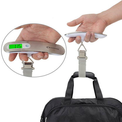MY CARBON Digital Luggage Scale with Tare Function up to 50kg Load Capacity: Hanging Scale in Silver