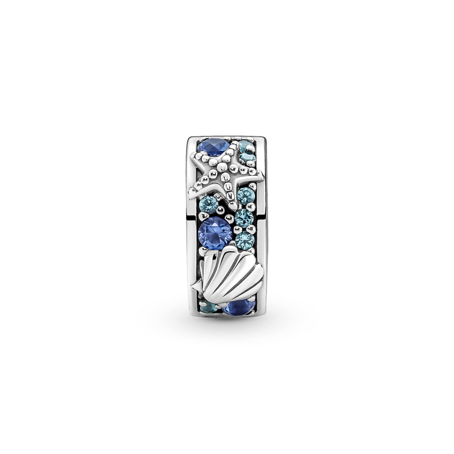 PANDORA Moments Tropical Starfish &amp; Shell Clip Charm in sterling silver with cubic zirconia