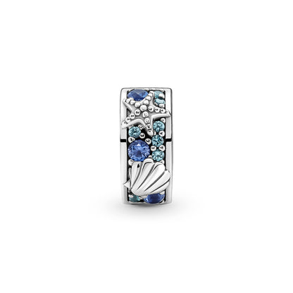 PANDORA Moments Tropical Starfish &amp; Shell Clip Charm in sterling silver with cubic zirconia