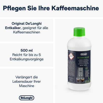 De'Longhi EcoDecalk Descaler (500ml) | For coffee machines and fully automatic coffee machines
