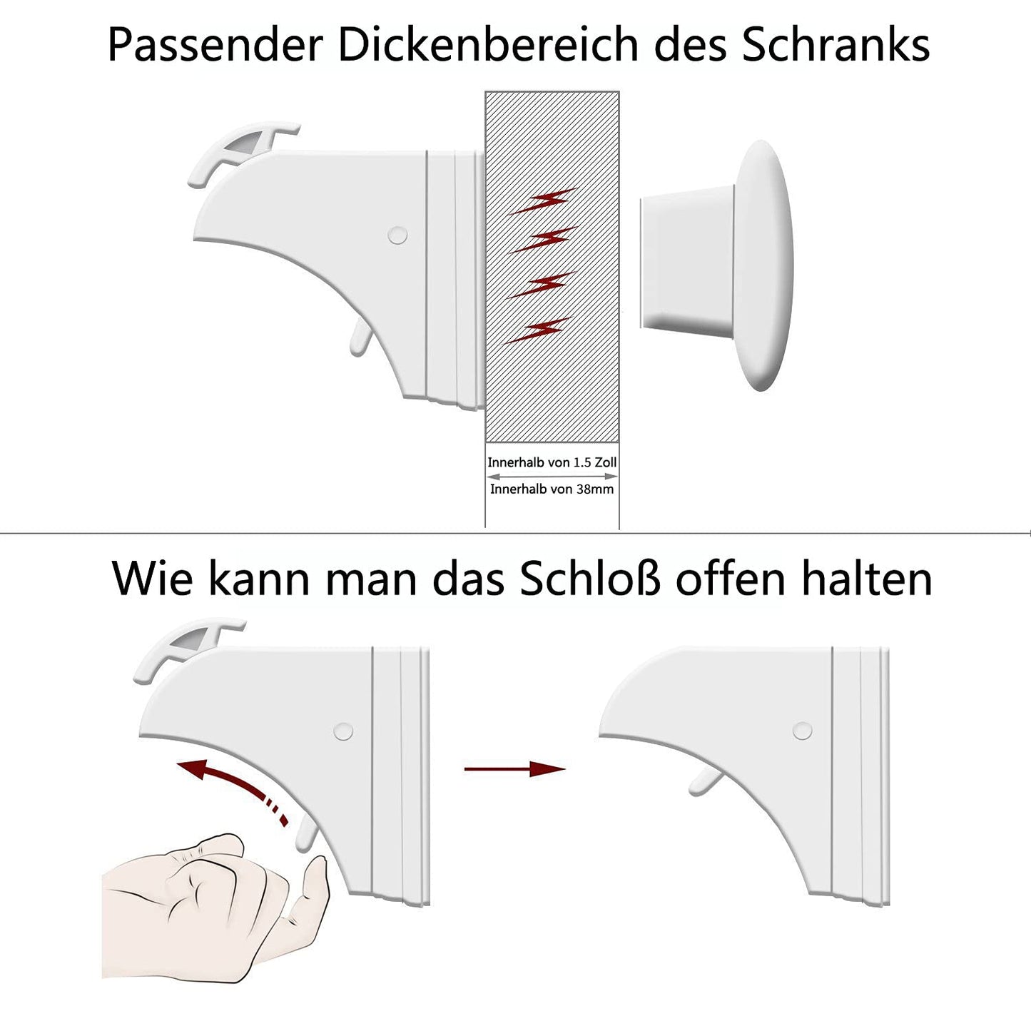 Dokon Baby Kindersicherung für Schrank und Schubladen, ohne Bohren und Schrauben (10 Schlösser + 2 Schlüssel)