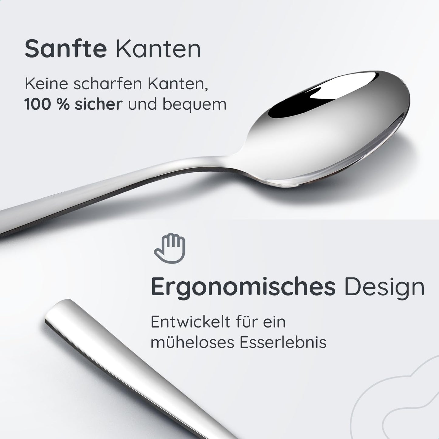 Deleca stainless steel cutlery set for 12 people (72 pieces): Dishwasher safe, silver table cutlery for home