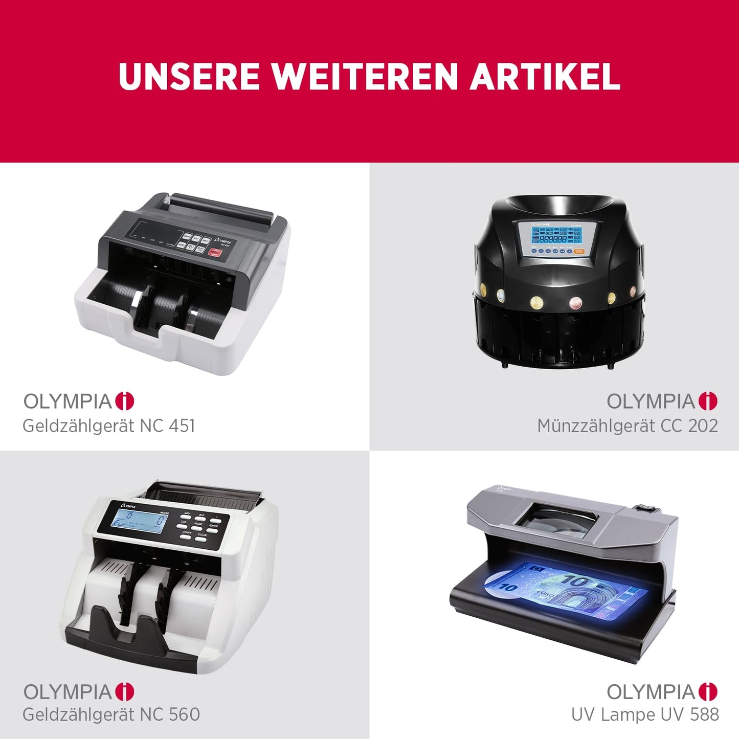 Olympia (6031 CB 770 Plus) cashbox: Lockable with key &amp; coin counting board including counterfeit detector
