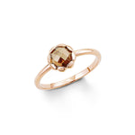 s.Oliver 925 silver ladies' ring - partially gold-plated with zirconia (brown round cut)