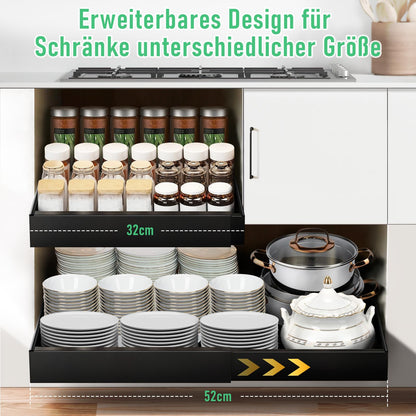 ICARE Adjustable Carbon Steel Telescopic Drawer (32-52cm): Extendable Kitchen Organizer
