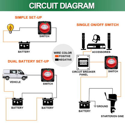 Bolatus battery disconnect switch 12V-24V-48V | 1-2-Both-OFF, 275A battery disconnect master