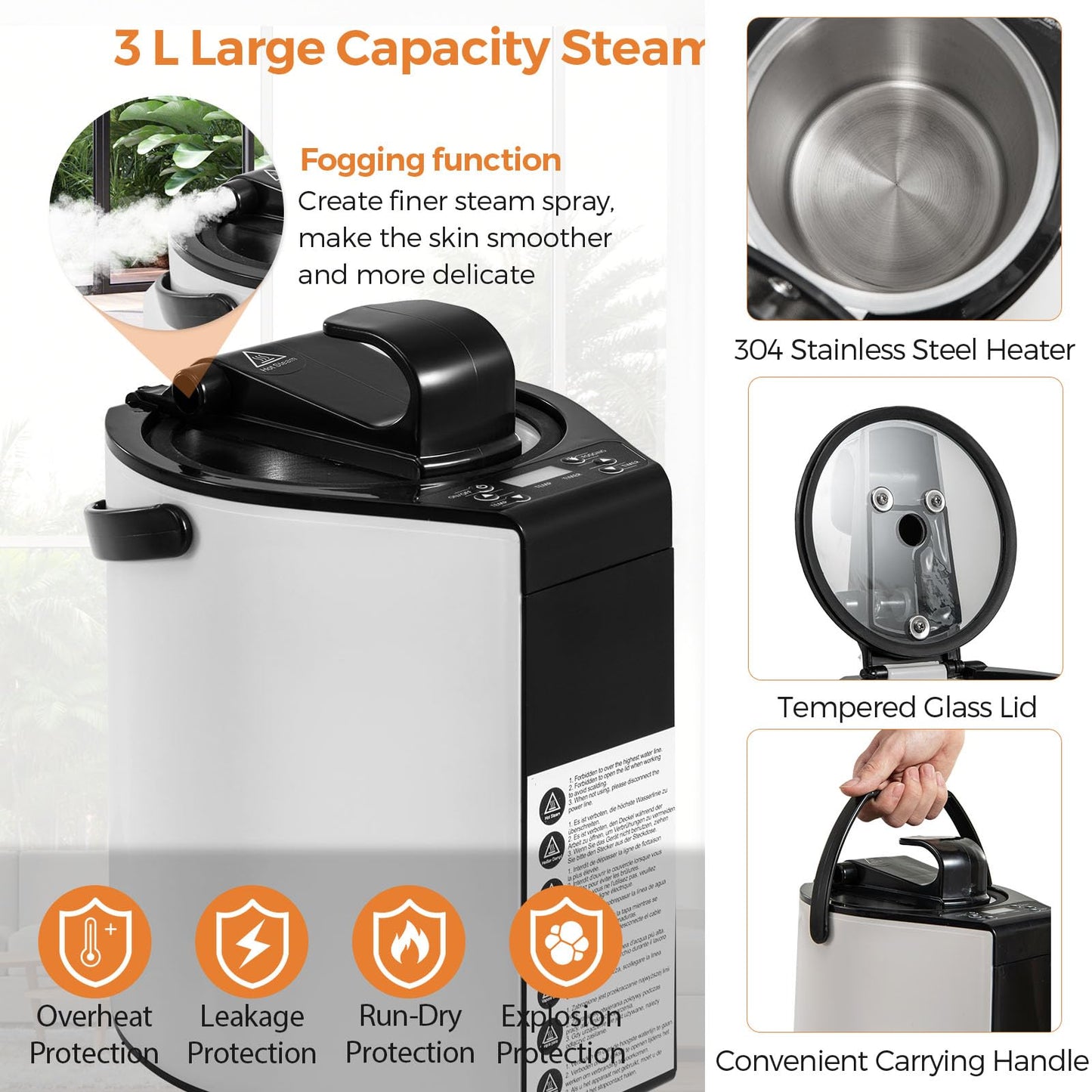 HOMASIS Steam Sauna for Home with Remote Control, Folding Chair &amp; Foot Massager (Black)