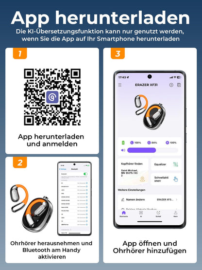AI 3-in-1 Translation Headphones with 150 Languages, 5 Translation Modes: Real-time Translator with APP