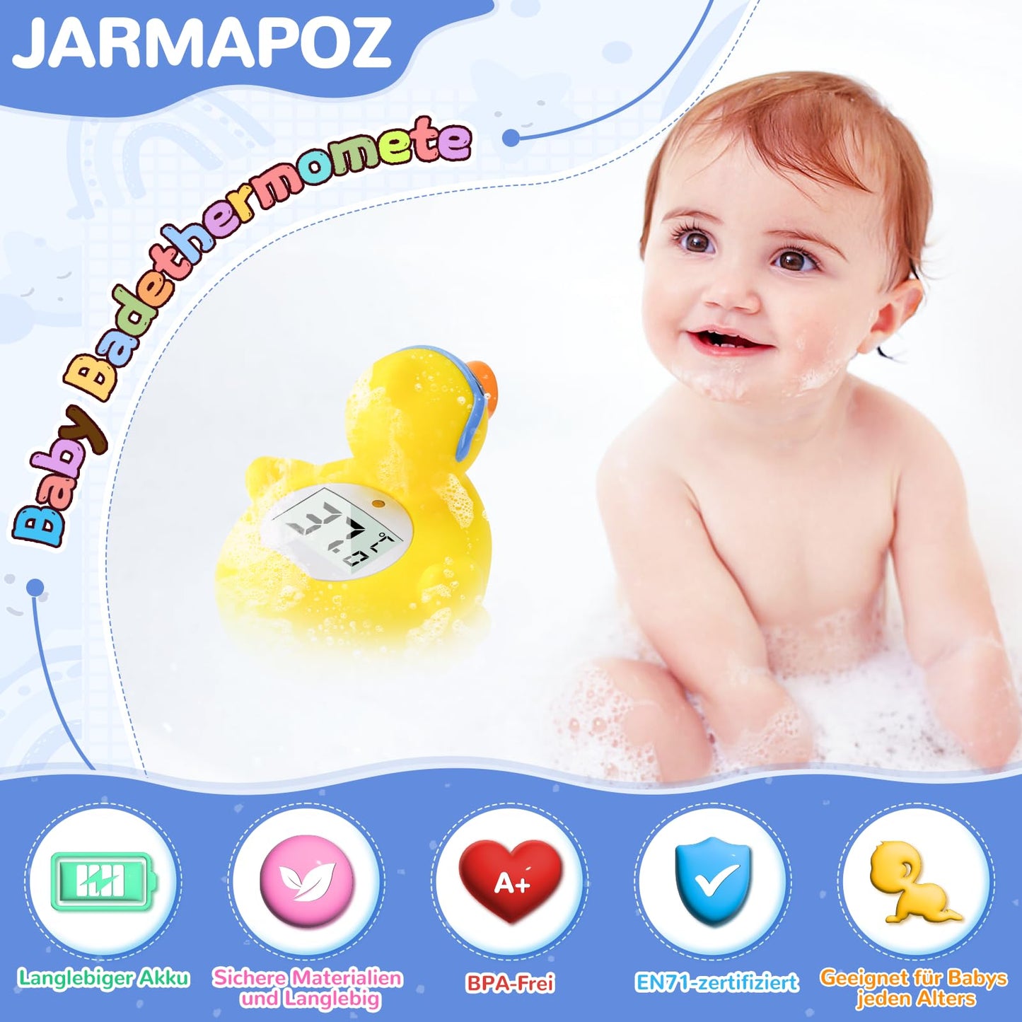 Bath and room temperature thermometer for newborns with LED display