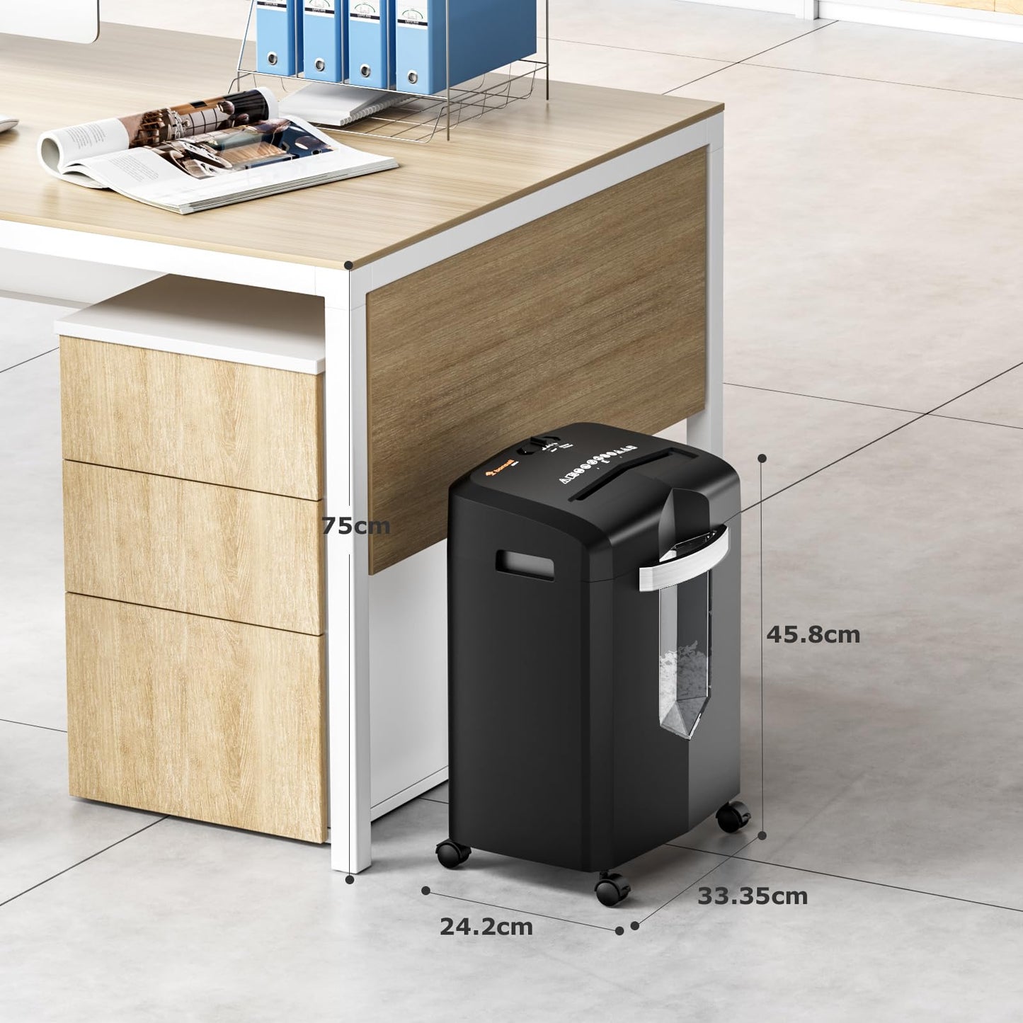 Bonsaii 12-Sheet Cross-Cut Paper Shredder, 60-Minute Runtime, High-Performance Shredder for Home Office, P4 Micro-Cut Paper Shredder with 4 Rollers &amp; 16L Bin (C266-B)