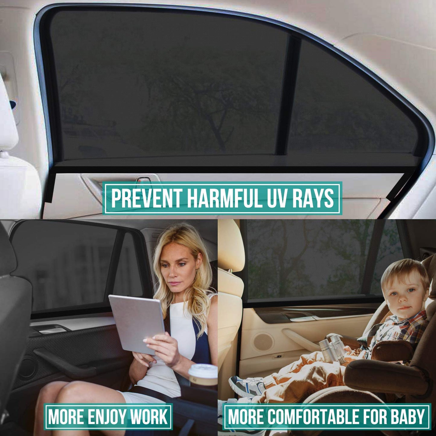 WIN.MAX Universal Auto-Sonnenschutz für Baby mit zertifiziertem UV-Schutz (2 Stück-XL)