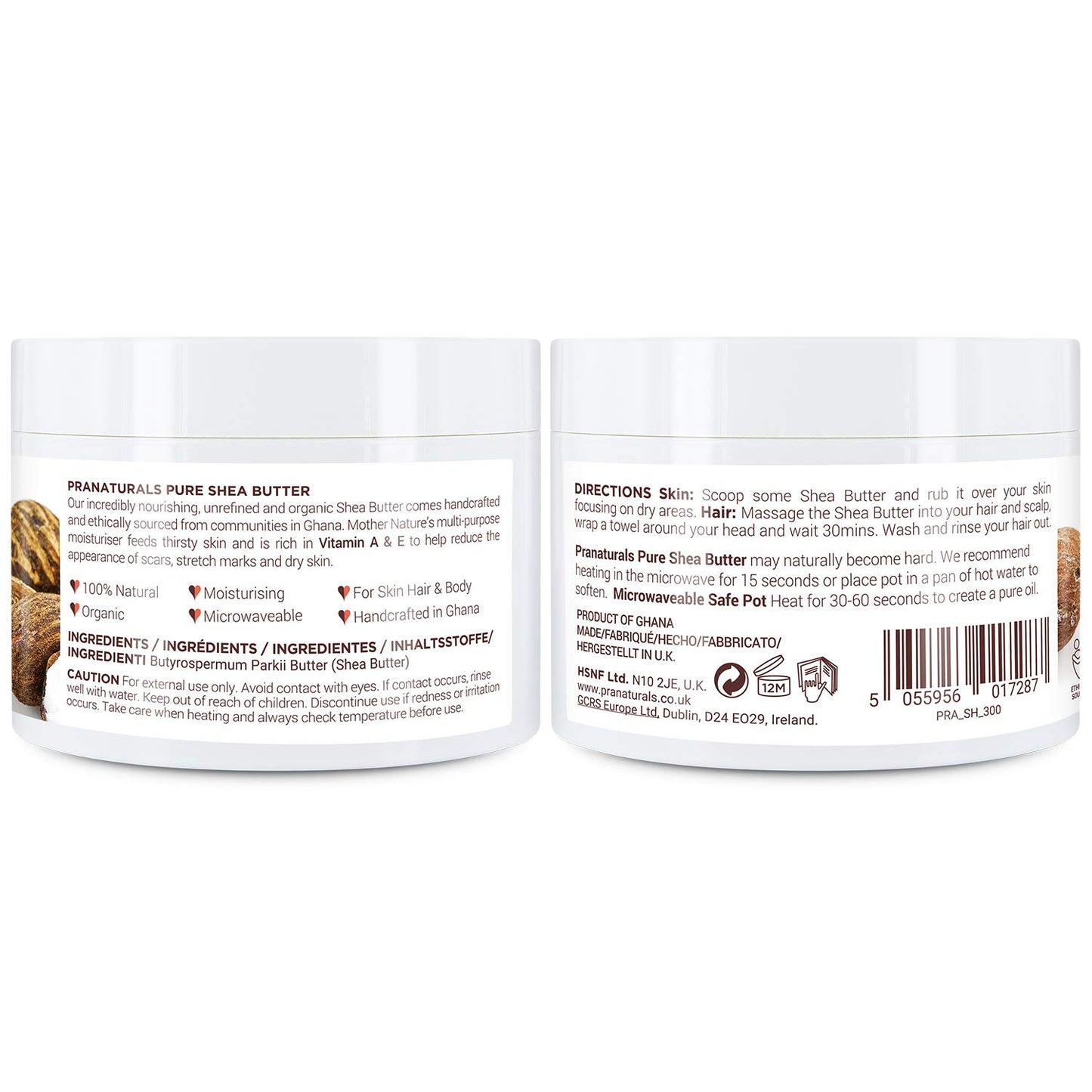 PraNaturals 100% Organic Shea Butter (300ml), Raw, Unrefined Extra Virgin A-Grade