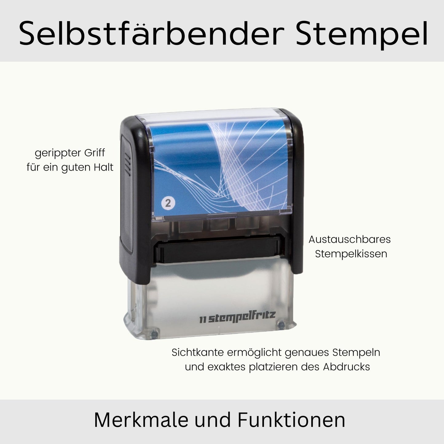 stempelfritz personalized company stamp with case in black and blue