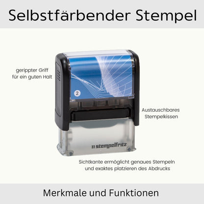 stempelfritz personalized company stamp with case in black and blue