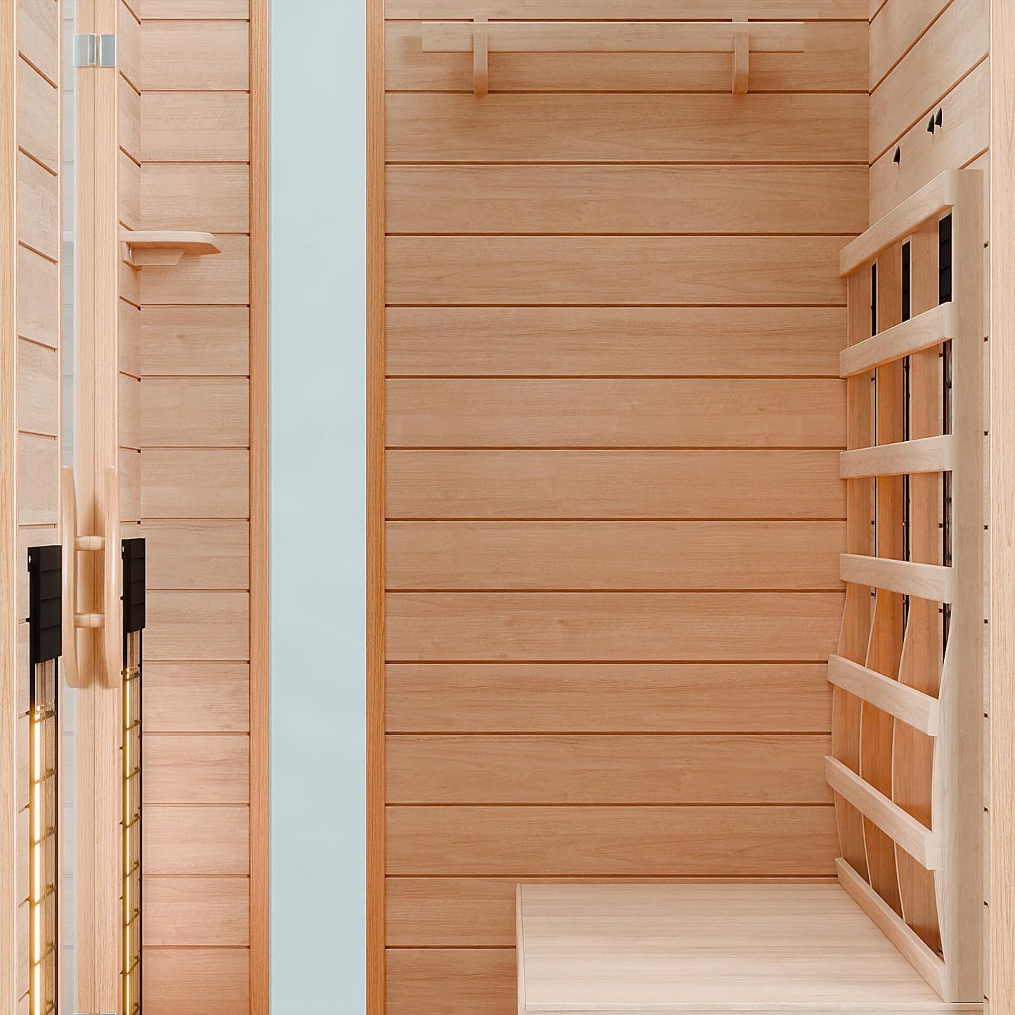 Dewello® infrared sauna 'Hyder' (115x105cm) for 1-2 people made of hemlock wood, LED, Bluetooth