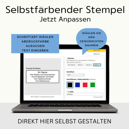 stempelfritz personalized company stamp with case in black and blue