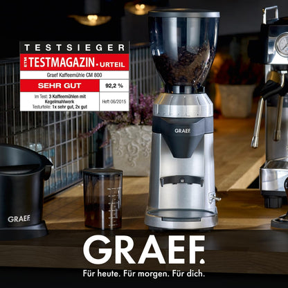 GRAEF (CM800) Elektrische Kaffeemühle '128W' mit Aluminiumgehäuse | 350g Bohnenbehälter