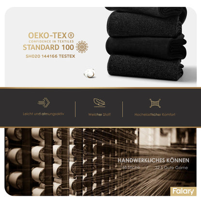 FALARY Baumwolle Herrensocken in Schwarz | Atmungsaktive Business Socken (12 Paar)