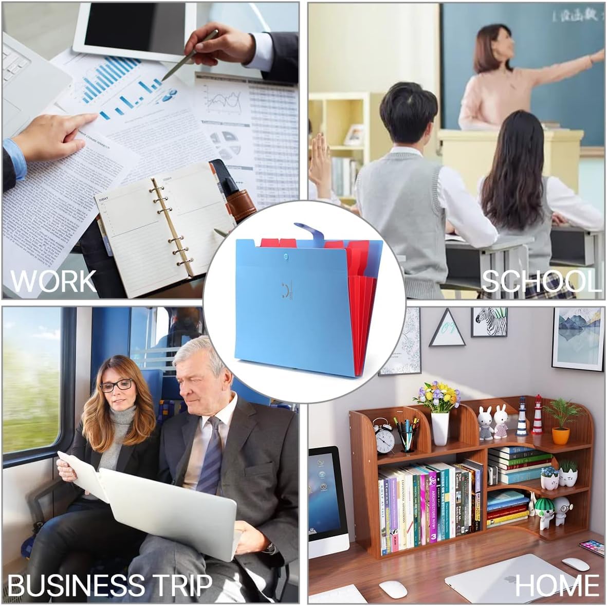Document folder in A4 format (6 pieces): Organizer folder with 5 compartments &amp; sticky notes