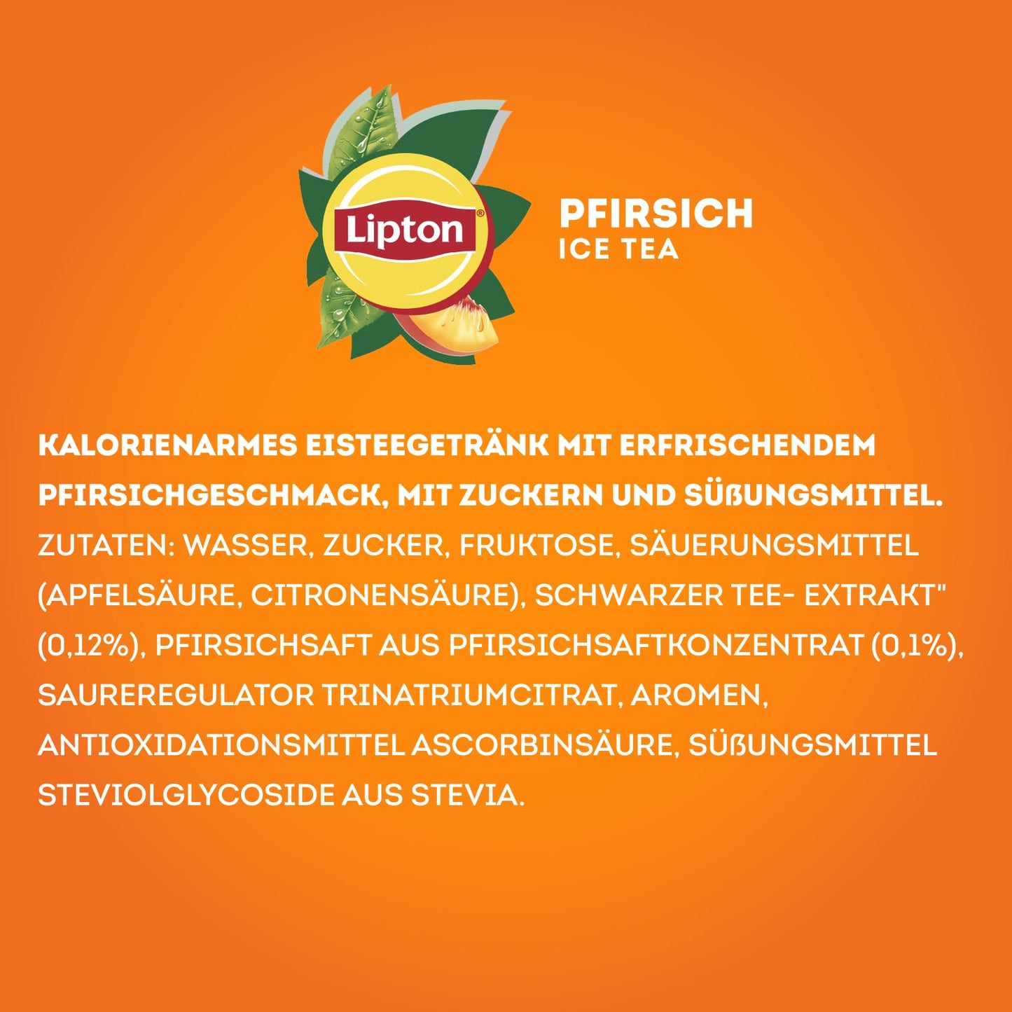 Lipton Ice Tea - Peach (6x 0.5l): Iced tea with peach flavor | One-way deposit