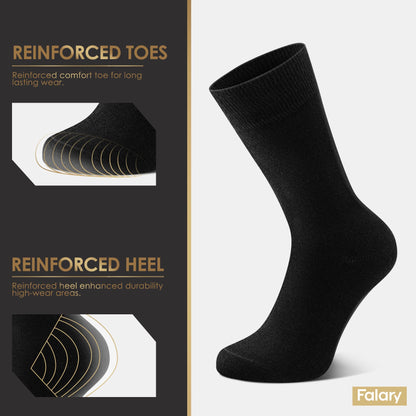 FALARY Baumwolle Herrensocken in Schwarz | Atmungsaktive Business Socken (12 Paar)