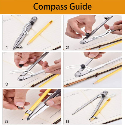 Compass with pencil holder for drawing circles (20cm) for metalworking &amp; leatherworking