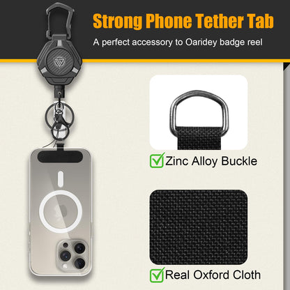 Magnetic Retractable Keychain (2-Pack): Carabiner ID badge holder with coated steel cable