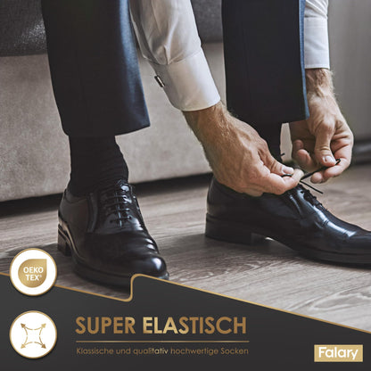 FALARY Baumwolle Herrensocken in Schwarz | Atmungsaktive Business Socken (12 Paar)