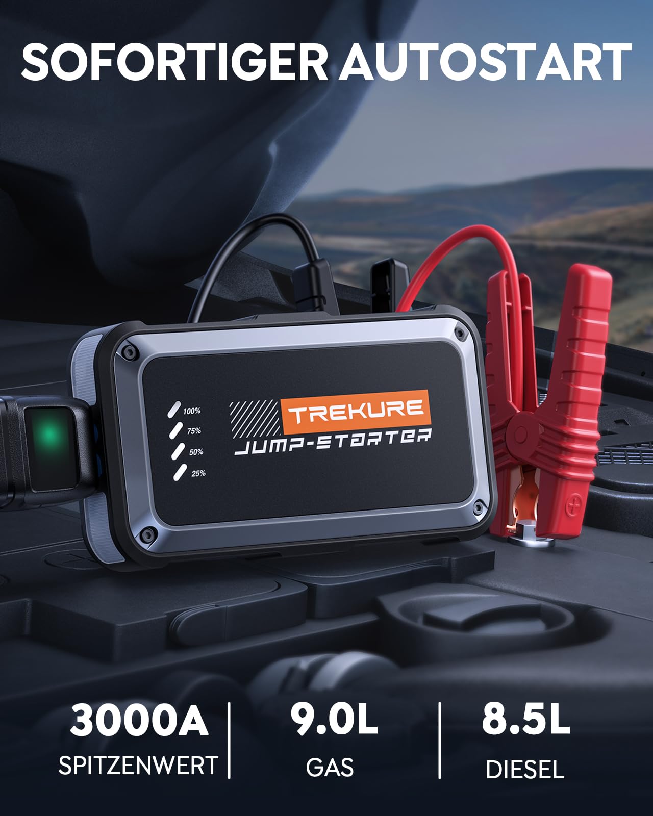 TREKURE TK10 Car Jump Starter Power Bank (3000A) with LED Flashlight