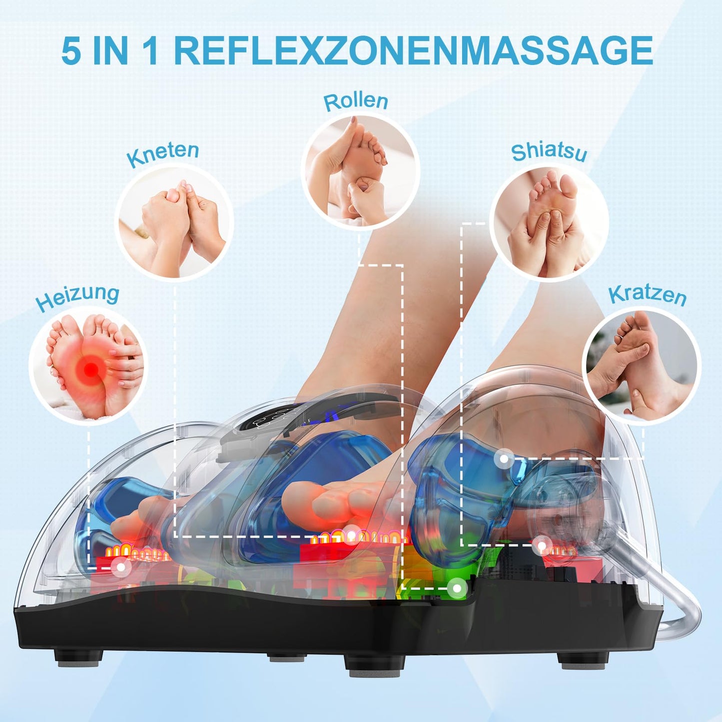 Shiatsu Fuß- und Handmassagegerät mit Wärme: für Plantarfasziitis, Tiefenmassage
