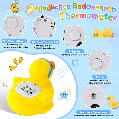 Bath and room temperature thermometer for newborns with LED display