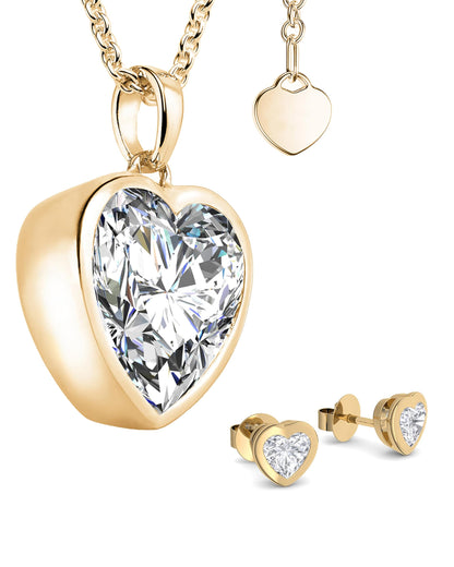 AMOONIC women's jewelry gift set with gold-plated 925 sterling silver: chain-earring-necklace