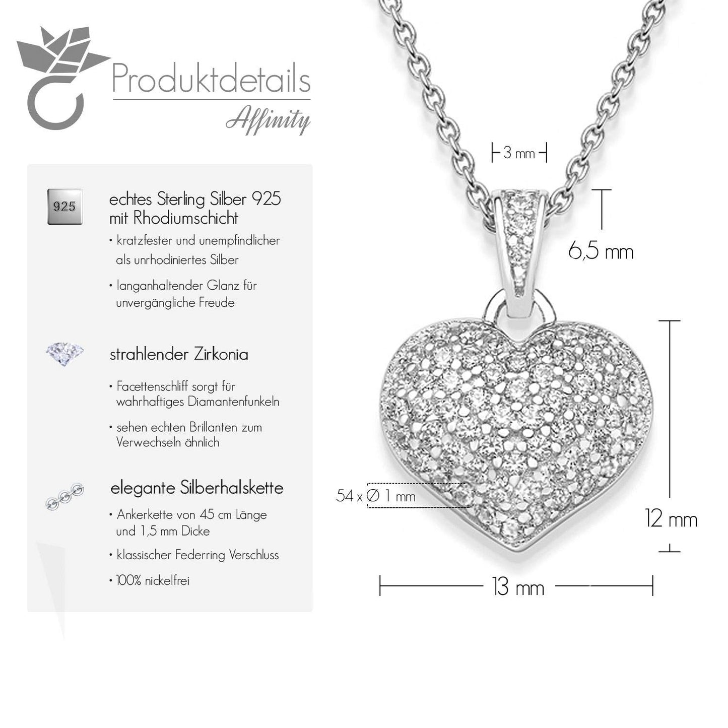 AMOONIC Affinity Heart Necklace (925 Silver) with Zirconia Stones: FREE Engraved Case | For the Best Mom in the World