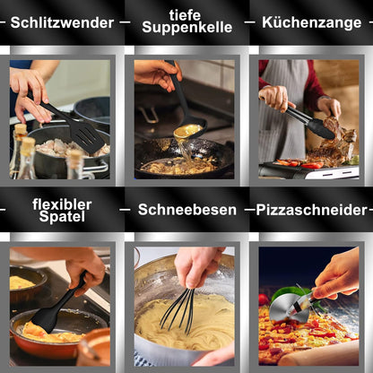 43-piece silicone cooking utensil set: dishwasher safe (black)